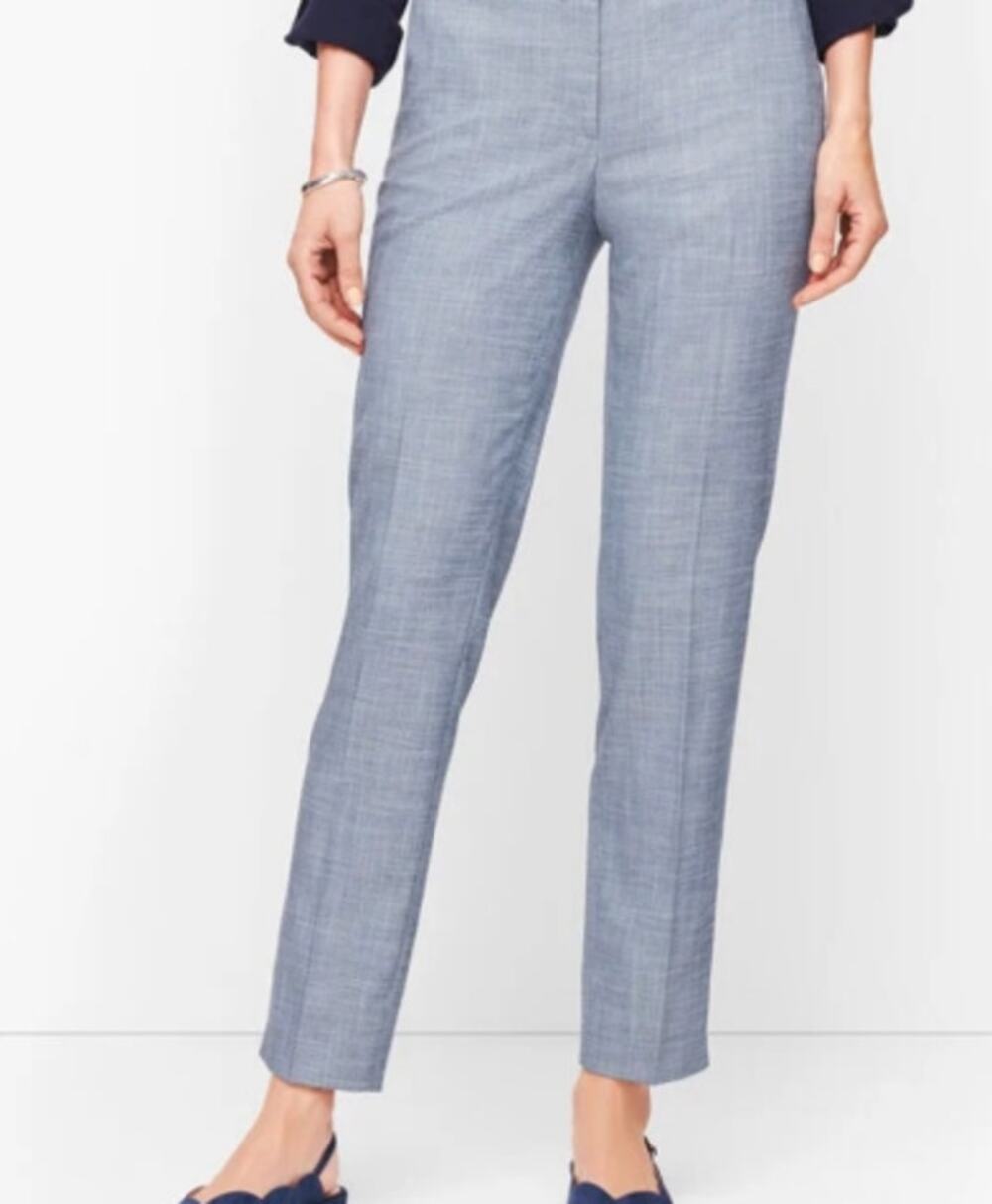 Talbots Hampshire Ankle Pant Sharkskin Straight Leg Sz 16 Navy Blue Trousers